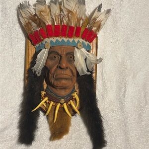 Native American Chief Wall Decor with Feathers